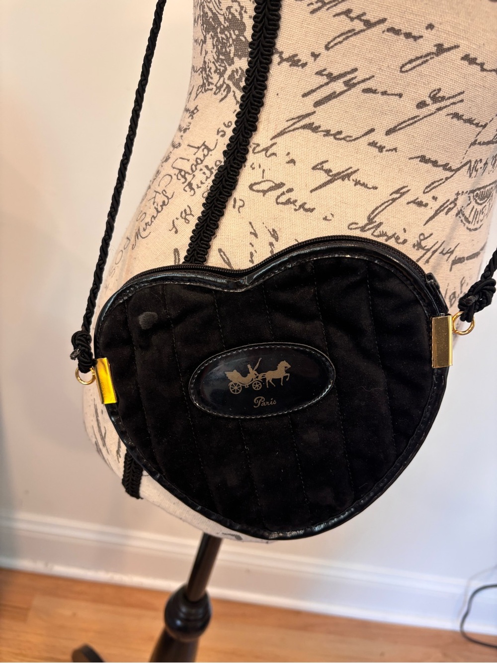 vintage Lanvin Paris heart-shaped quilted crossbody bag